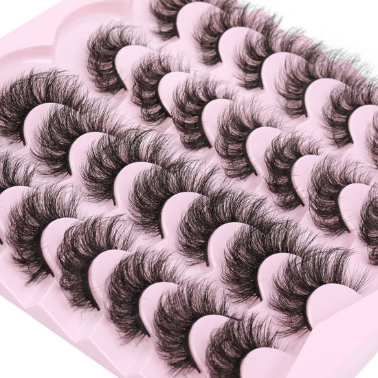 Picture of 3D mink Lashes 2 Style Russian Lashes Extension 14 Pairs Wispy False Eyelashes Natural Look Kiromiro Strip Eyelashes Pack