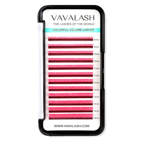 Picture of Colored Lash Extensions 0.07mm CC Curl Pink Individual Volume Lashes Extensions 13-20 Mix Length Color Eyelash Extensions for Salon (Pink 0.07-CC, 13-20mm)