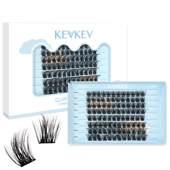 Picture of Lash Clusters 96 Pcs Cluster Lashes Eyelash Clusters DIY Cluster Eyelash Extensions Individual Lashes Thin Band & Soft(Cloudy,D-14-20mix)