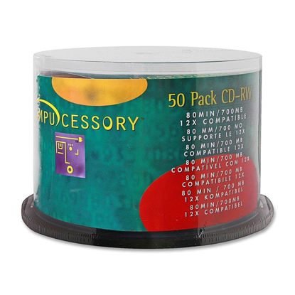 Picture of Compucessory CCS72102 CD Rewritable Media - CD-RW - 12x - 700 MB - 50 Pack, Silver