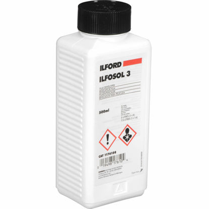 Picture of Ilford Ilfosol-3 General Purpose Developer for Black & White Film, Liquid Concentrate 500 Milliliter Bottle.
