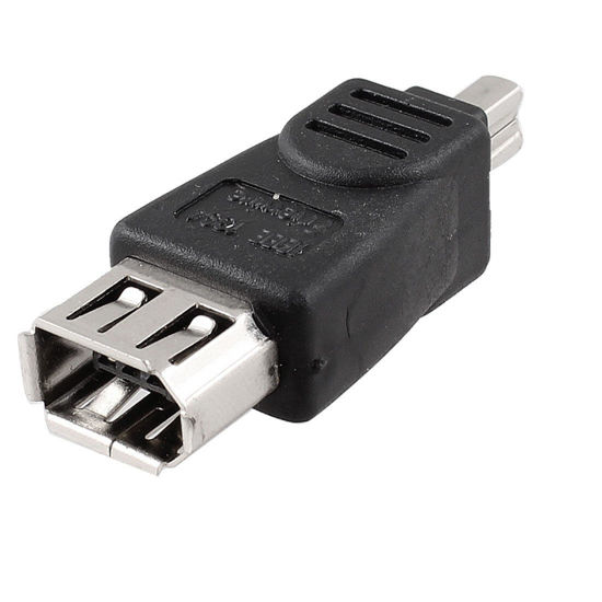 Picture of uxcell Firewire IEEE 1394 6P Male to 4P Male Adapters Convertor Black Silver Tone