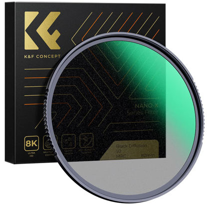 Picture of K&F Concept 72mm Black Diffusion 1/2 Filter Mist Cinematic Effect Lens Filter with 28 Multi-Layer Coatings Waterproof/Scratch Resistant for Video/Vlog/Portrait Photography (Nano-X Series)