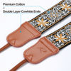 Picture of Padwa Lifestyle Yellow Vintage Embroidered Camera Strap - 2" Wide Cotton Woven Floral Cowhide Head Camera Straps for All DSLR/SLR Cameras and Binoculars,Great Gift for Men & Women Photographers