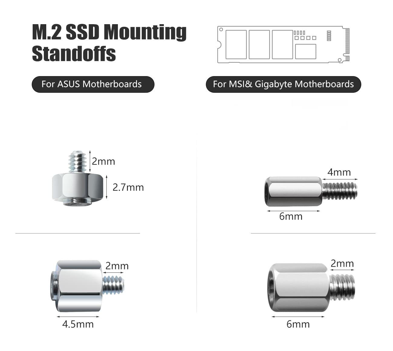 Getuscart 30pc M2 Nvme Ssd Screw Kit M2 Standoff And Mounting Screws For Asus Asrock 2617