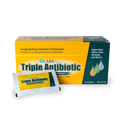 Picture of CareALL® Triple Antibiotic Ointment 0.9gr Pack of 144 Foil Packets, First Aid Ointment for Minor Scratches and Wounds and Prevents Infection, Compare to The Active Ingredients of Leading Brand.