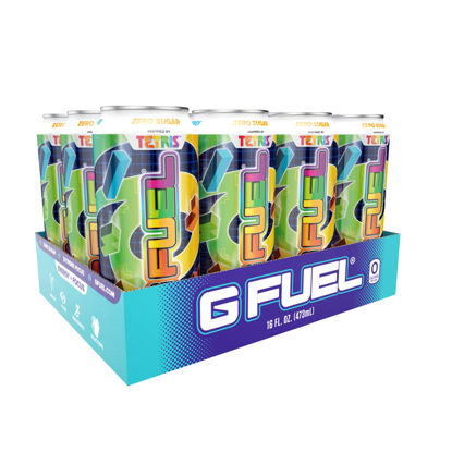 Picture of G Fuel Sugar Free Plant Based Ingredients - Tetris Blast 16oz, 12-Pack - Vitamin Fortified Elite Game Changing Energy