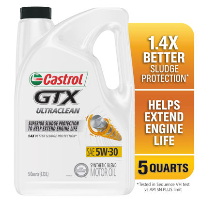 Picture of Castrol GTX Ultraclean 5W-30 Synthetic Blend Motor Oil, 5 Quart