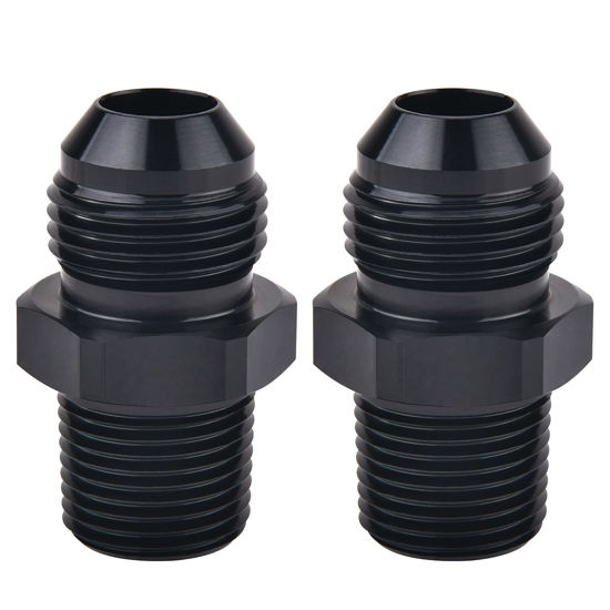 Picture of EVIL ENERGY 10AN Male Flare to 1/2" NPT Pipe Fitting Adapter Aluminum Straight Black 2PCS