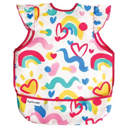 Picture of Tiny Twinkle Mess Proof Baby Bib - Waterproof Baby Apron - Machine Washable - PVC, BPA, & Phthalate Free - Great Travel Bib for Baby Eating - Baby Food Bibs (Painted Heart, Small 6-24 Months)