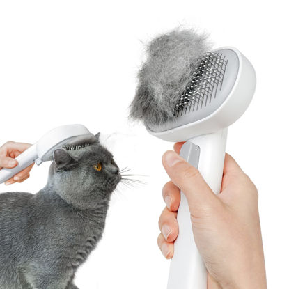 Picture of aumuca Cat Brush with Release Button, Cat Brushes for Indoor Cats Shedding, Cat Brush for Long or Short Haired Cats, Cat Grooming Brush Cat Comb for Kitten Rabbit Massage Removes Loose Fur