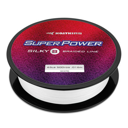 Picture of KastKing Superpower Silky8 Braided Fishing Line, White, 8 Strand, 30LB, 300Yds