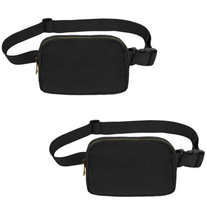 Picture of VOROLO Waist Pack for Running Fanny Pack for Women and Men Crossbody Belt Bag Bum Bag with Adjustable Strap for Hiking Workout Sports Travel Black+Black