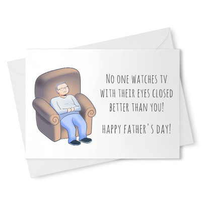 Picture of Funny Birthday Card | Watches Tv With Eyes Closed | Perfect For Dad, Grandpa, Uncle, Husband [00320]