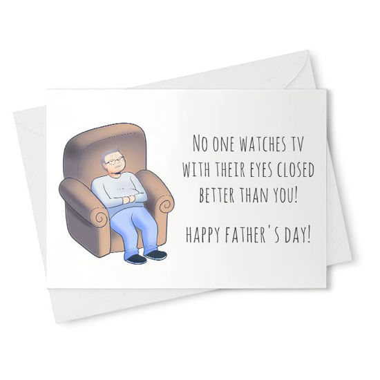 Picture of Funny Birthday Card | Watches Tv With Eyes Closed | Perfect For Dad, Grandpa, Uncle, Husband [00320]