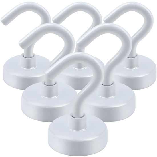 Picture of DIYMAG Magnetic Hooks, 25Lbs Strong Heavy Duty Cruise Magnet S-Hooks for Classroom, Fridge, Hanging, Cabins, Grill, Kitchen, Garage, Workplace and Office etc, (6 Pack-White)