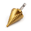 Picture of COMOWARE Hex Shank HSS Step Drill Bit with Two Spiral Flutes and Titanium Coating - 12 Step Sizes (1/4” - 1-3/8”) - Ideal for Metal, Stainless Steel, Aluminum, Wood, and Plastic