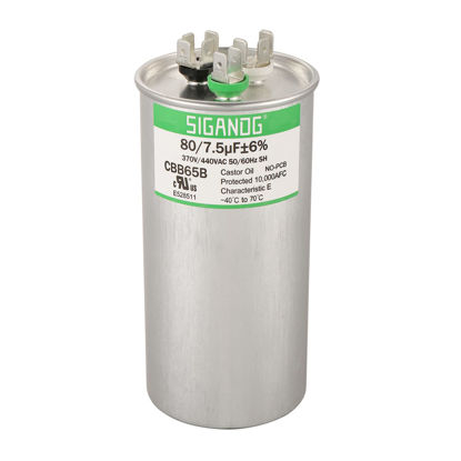 Picture of SIGANDG 80+7.5 MFD 80/7.5 uF 370 or 440 Volt CBB65B Capacitor for AC Motor Run，Condenser Straight Cool，Heat Pump， Air Conditioner，HVAC Capacitor