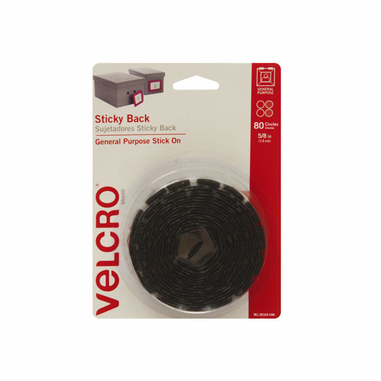 Picture of VELCRO Brand - Sticky Back Hook and Loop Fasteners | Perfect for Home or Office | 5/8in Coins | Pack of 80 | Black