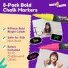 Picture of Bold Chalk Markers - Dry Erase Marker Pens - Liquid Chalk Markers for Chalkboards, Signs, Windows, Blackboard, Glass - Reversible Tip (8 Pack) - 24 Chalkboard Labels Included (Multicolored, 1mm)