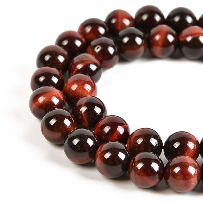 Picture of Nancybeads 45pcs 8mm Natural Red Tiger's Eye Gemstone Round Spacer Loose Stone Beads for Jewelry Making 15.5" 1 Strand (Red Tiger's Eye, 8mm 45Beads)