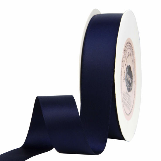 Picture of VATIN 7/8 inch Double Faced Polyester Satin Ribbon Navy Blue -Continuous 25 Yard Spool, Perfect for Wedding Decor, Wreath, Baby Shower,Gift Package Wrapping and Other Projects