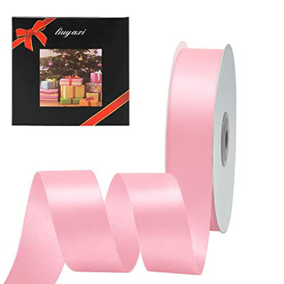 Picture of Solid Color Double Faced Pink Satin Ribbon 7/8" X 25 Yards, Ribbons Perfect for Crafts, Wedding Decor, Bow Making, Sewing, Gift Package Wrapping and More