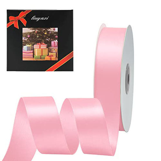 Pink Satin Ribbon 3/8 Inches x 25 Yards, Fabric Ribbons for Christmas Gift Wrapping, Christmas Garland, Christmas Ornaments, Bows Making, DIY Crafts