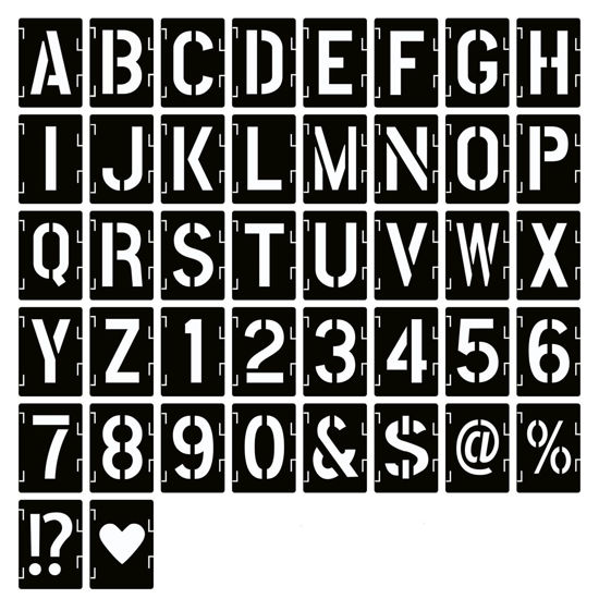 Picture of 8 Inch Letter Stencils Symbol Numbers Craft Stencils, 42 Pcs Reusable Alphabet Templates Interlocking Stencil Kit for Painting on Wood, Wall, Fabric, Rock, Chalkboard, Sign, DIY Art Projects (8 inch)