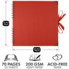 Picture of Bstorify 10 x 10 Inches Scrapbook Album 70 Pages Red Thick Kraft Paper Corner Protectors, Ribbon Closure - Ideal for Your Scrapbooking, Art & Craft Projects (Red, 10 x 10 Inch)