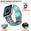 Picture of Lerobo Sport Bands Compatible with Apple Watch Band 40mm 38mm 41mm iWatch Bands Series 8 7 6 5 4 3 2 1 SE for Women Men,Soft Durable Silicone Sport Breathable with Air Hole Replacement,Gray/Teal S/M