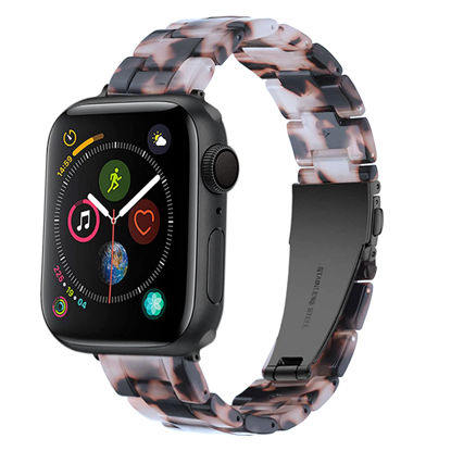 Picture of HOPO Compatible With Apple Watch Band 38mm 40mm 42mm 44mm Thin Light Resin Strap Bracelet With Stainless Steel Buckle Replacement For iWatch Series 8 7 6 5 4 3 2 1 SE (Black Grey/Black,42/44/45/49mm)