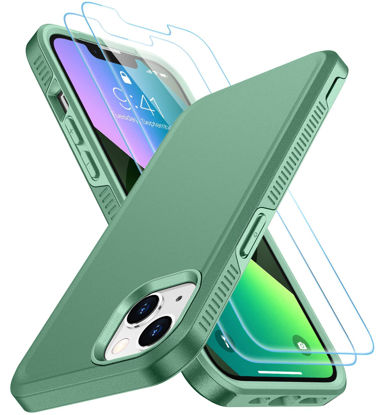 Picture of SPIDERCASE Designed for iPhone 13 Case/iPhone 14 Case, [10 FT Military Grade Drop Protection] [with 2 pcs Tempered Glass Screen Protector] Cover for iPhone 13 & 14 6.1 inch (Pine Green)