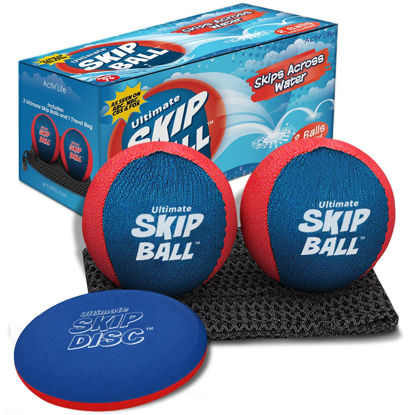 Picture of Activ Life The Ultimate Skip Water Bouncing Basketball Recreation_Ball, Create Lasting Memories 2 Inch Kids Ball (8.8 Ounces When Filled), for All Ages 2 Pack, Red/Blue [with Skip Disc]