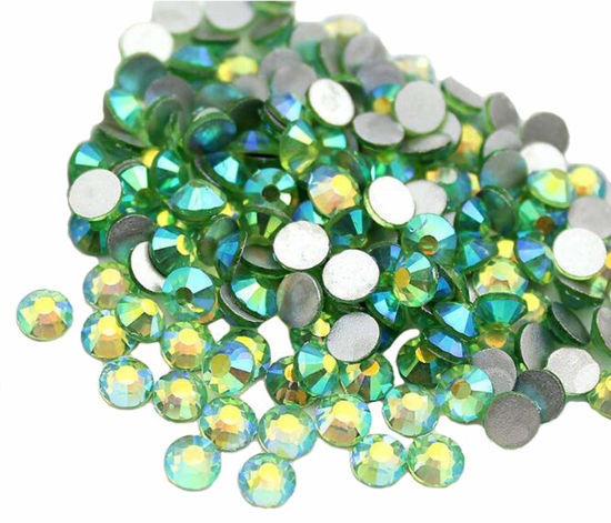 Picture of Jollin Glue Fix Crystal Flatback Rhinestones Glass Diamantes Gems for Nail Art Crafts Decorations Clothes Shoes(ss10 2880pcs, Light Green AB)