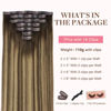 Picture of GOO GOO Seamless Clip In Hair Extensions Remy Real Human Hair Extension with Invisible PU Skin Weft 16inch Chocolate Brown mixed Caramel Blonde Natural & Thick & Straight Hair Extensions for Women