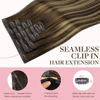 Picture of GOO GOO Seamless Clip In Hair Extensions Remy Real Human Hair Extension with Invisible PU Skin Weft 16inch Chocolate Brown mixed Caramel Blonde Natural & Thick & Straight Hair Extensions for Women