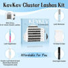 Picture of KevKev DIY Lash Extension Kit Lash Clusters Kit 84 Pcs Cluster Lashes with Lash Bond and Seal Lash Glue Remover Overnighter Seal and Applicator for DIY Eyelash Extension(Cirrus Kit,D-8-16mix)