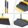 Picture of kelamayi Broom and Dustpan Set for Home, Broom and Dustpan Combo for Office, Stand Up Broom and Dustpan (Gray&Yellow)