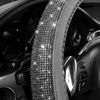 Picture of CAR PASS Bling Diamond Leather Steering Wheel Cover, with Bling Sparkly Crystal Glitter Rhinestones Universal Fit 14" 1/2-15" Car Wheel Protector for Women Girl Fit Suvs,Vans,Sedans,Cars,Trucks, Gray