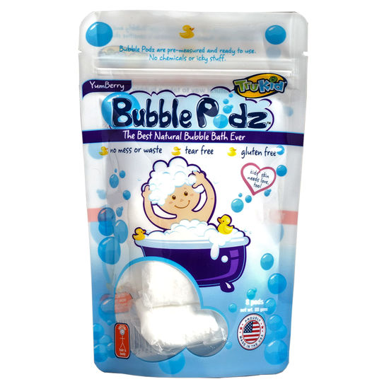 Picture of TruKid Bubble Podz Bubble Bath for Baby & Kids, Gentle Refreshing Bath Bomb for Sensitive Skin, pH Balance 7 for Eye Sensitivity, Natural Moisturizers and Ingredients, Yumberry (8 Podz)