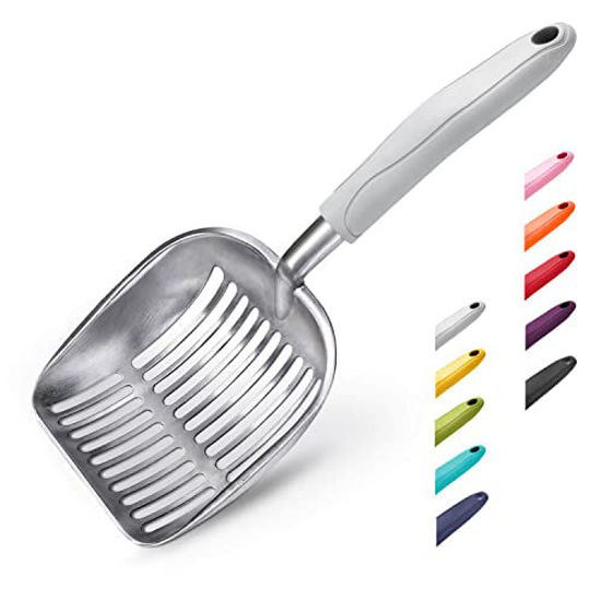 Picture of WePet Cat Litter Scoop, Aluminum Alloy Sifter, Kitty Metal Scooper, Deep Shovel, Long Handle, Poop Sifting, Kitten Pooper Lifter, Durable, Heavy Duty, for Litter Box