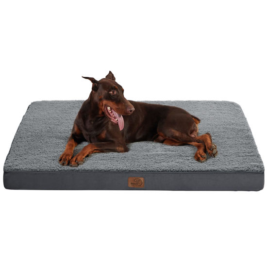 Picture of Bedsure Jumbo Dog Bed for Large Dogs - XXL Orthopedic Dog Beds with Removable Washable Cover, Egg Crate Foam Pet Bed Mat, Suitable for Dogs Up to 150lbs, Dark Grey