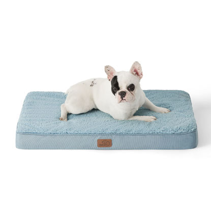 Picture of Bedsure Medium Dog Bed for Medium Dogs - Orthopedic Waterproof Dog Beds with Removable Washable Cover, Egg Crate Foam Pet Bed Mat, Suitable for Dogs Up to 50 lbs, Light Blue