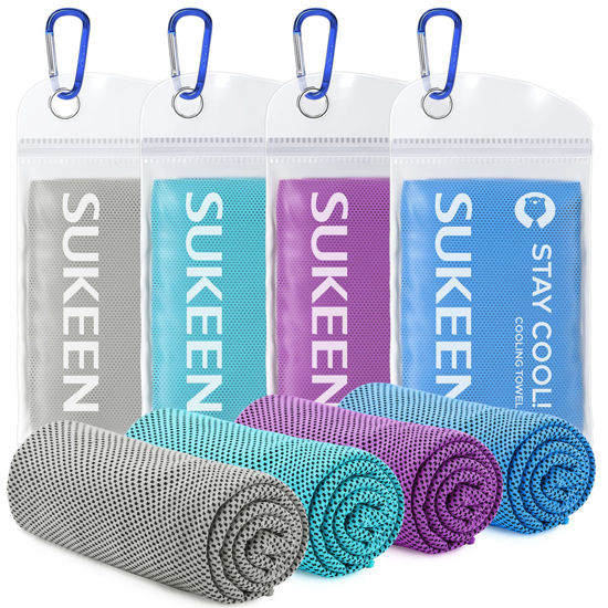 GetUSCart- Sukeen [4 Pack] Cooling Towel (40x12),Ice Towel,Soft  Breathable Chilly Towel,Microfiber Towel for Yoga,Sport,Running,Gym,Workout,Camping,Fitness,Workout  & More Activities