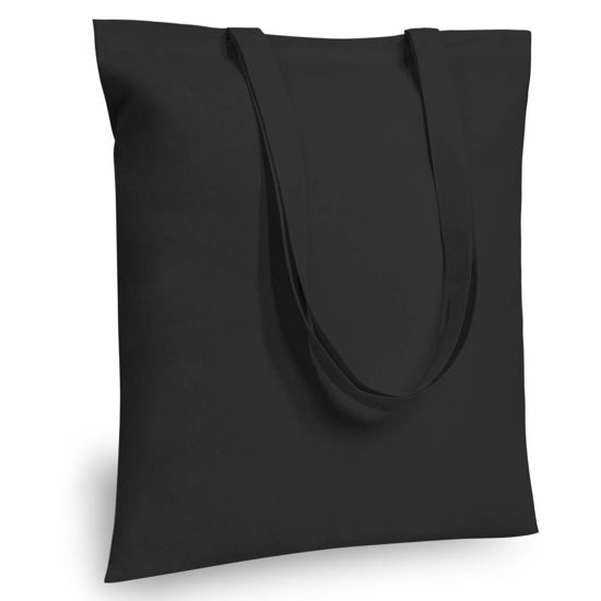 Picture of TOPDesign 5-Pack Economical 16"x15" Black Cotton Tote Bag, Lightweight Medium Reusable Grocery Shopping Cloth Bags, Suitable for DIY, Advertising, Promotion, Gift, Activity