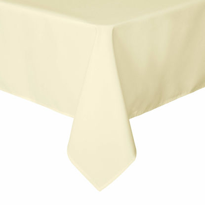 Picture of sancua Square Tablecloth - 70 x 70 Inch - Water Resistant Spill Proof Washable Polyester Table Cloth, Decorative Fabric Table Cover for Dining Table, Buffet Parties and Camping, Beige