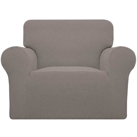 Picture of Easy-Going Stretch Oversized Chair Sofa Slipcover 1-Piece Couch Sofa Cover Furniture Protector Soft with Elastic Bottom for Kids Spandex Jacquard Fabric Small Checks Taupe