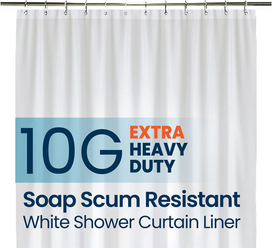 Picture of PEVA Shower Curtain Liner 72" W x 96" H White 10G Thickness, No Chemical Smell