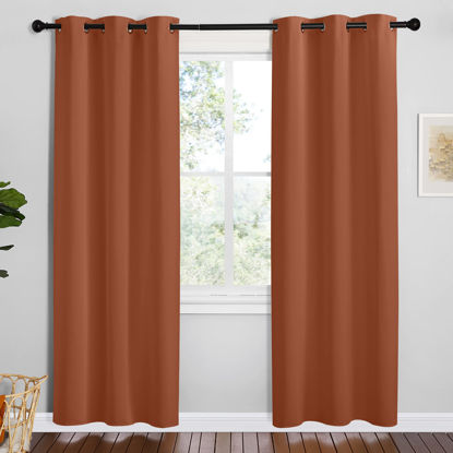 Picture of NICETOWN Bedroom Small Blackout Curtains 78 inches Long, Burnt Orange, 1 Pair, 42 x 78 inches, Privacy and Thermal Insulated Blackout Drapes for Office Windows